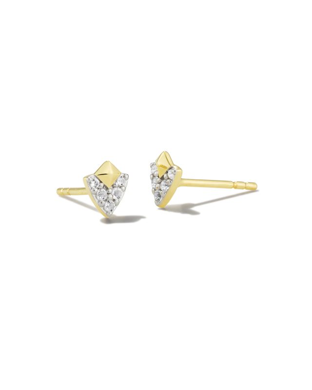 Spencer 18k Gold Vermeil Stud Earrings in White Topaz | Kendra Scott | Kendra Scott