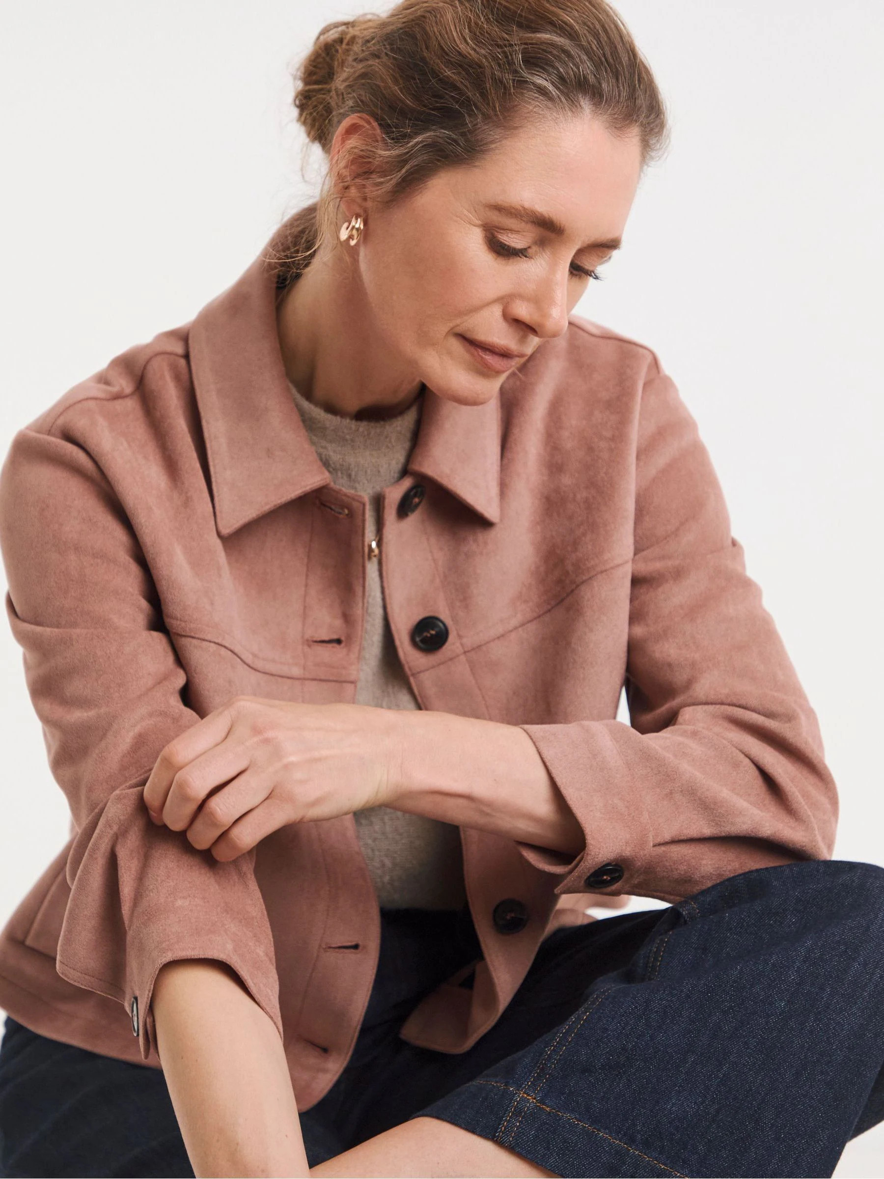JD Williams JD Williams Pink Suedette Trucker Jacket | Next US