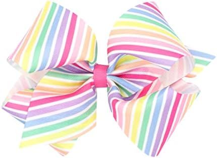 Wee Ones Girls King Colorful Birthday Girl-Themed and Patterned Grosgrain Bows, Stripes, Stripes | Amazon (US)
