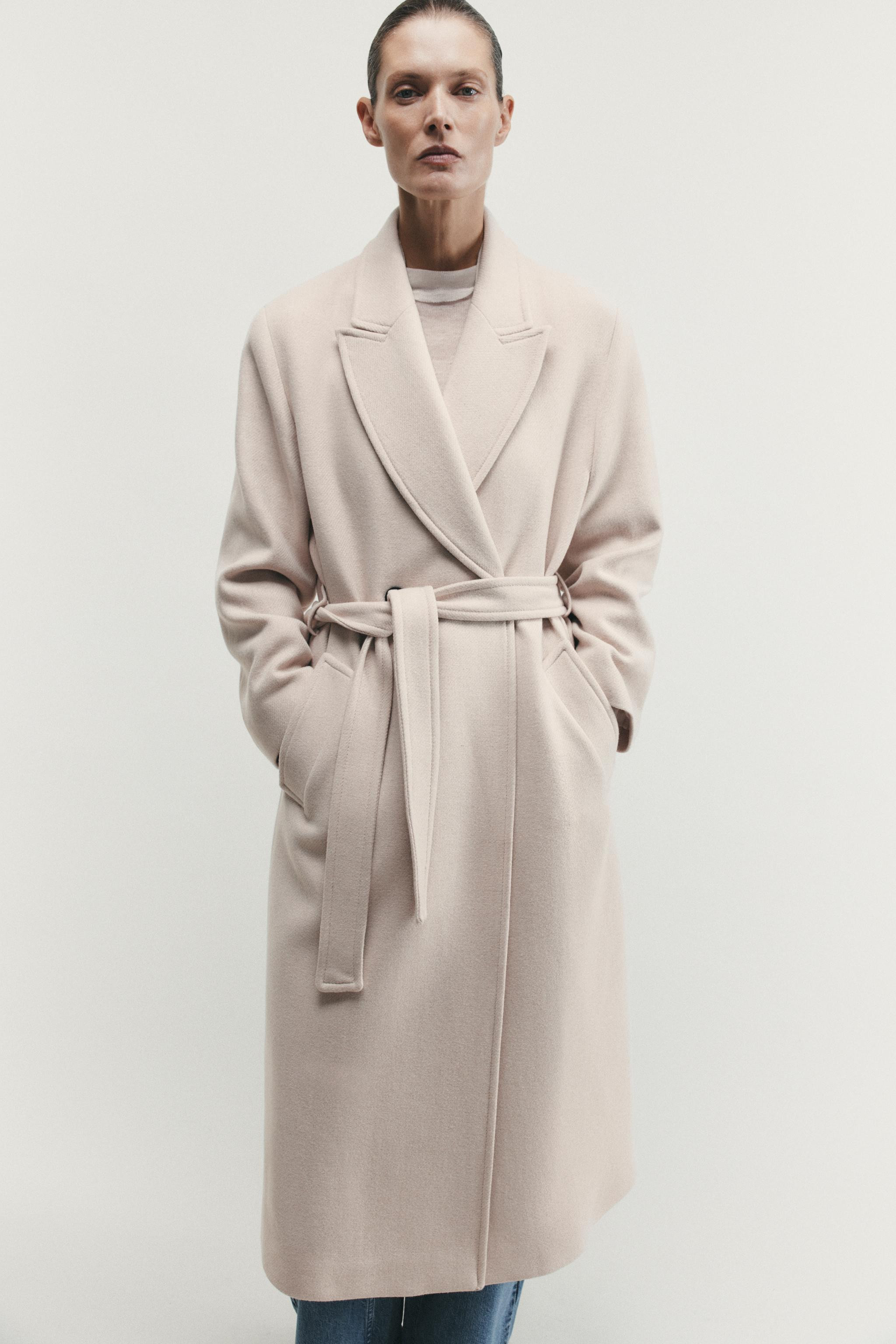 LONG BELTED WOOL COAT | Zara US