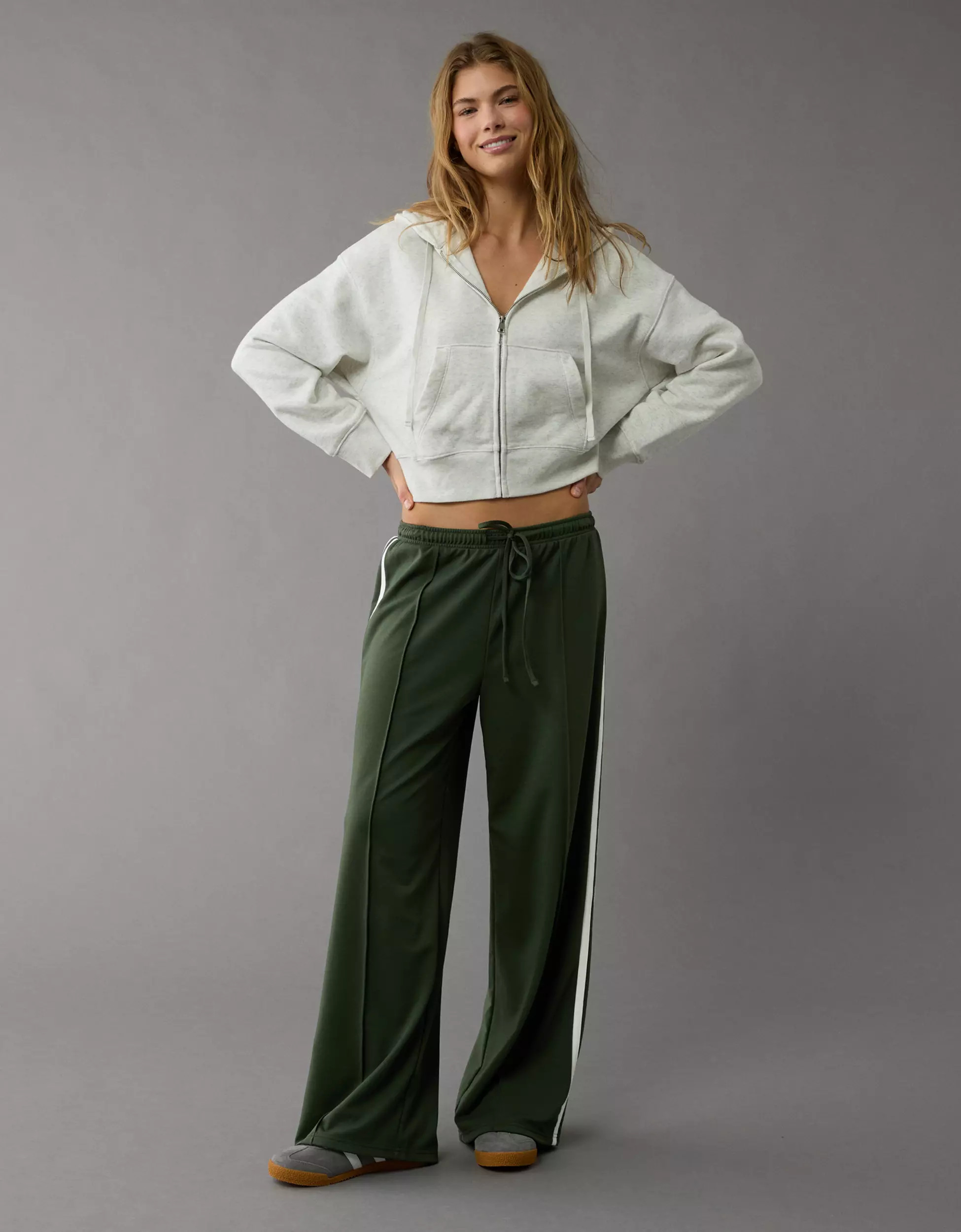 AE Stretch High-Waisted Wide-Leg Track Pant | American Eagle Outfitters (US & CA)