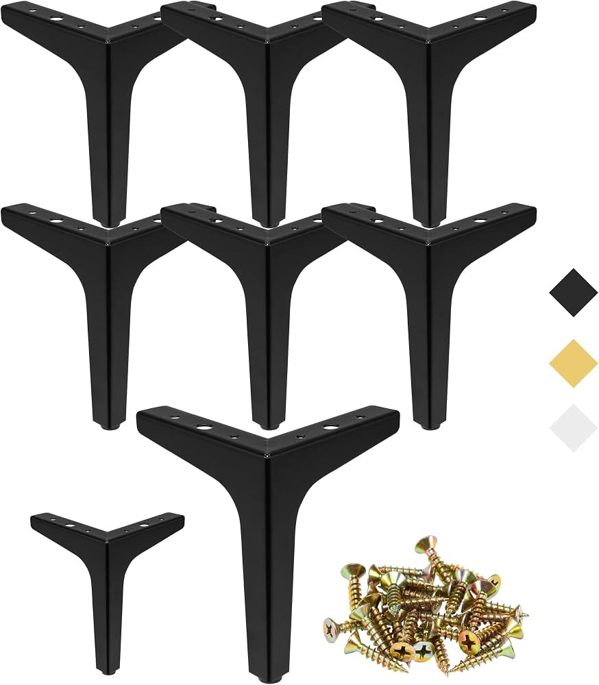 MILDWOO Metal Furniture Legs 7 Inch, Couch Legs Set of 8, Triangle Furniture Feet Modern Style, H... | Amazon (US)
