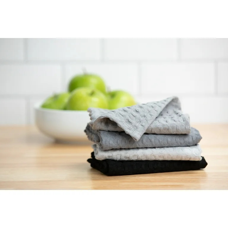 Mainstays 4 Pieces, Waffle Dishcloths, Gray | Walmart (US)