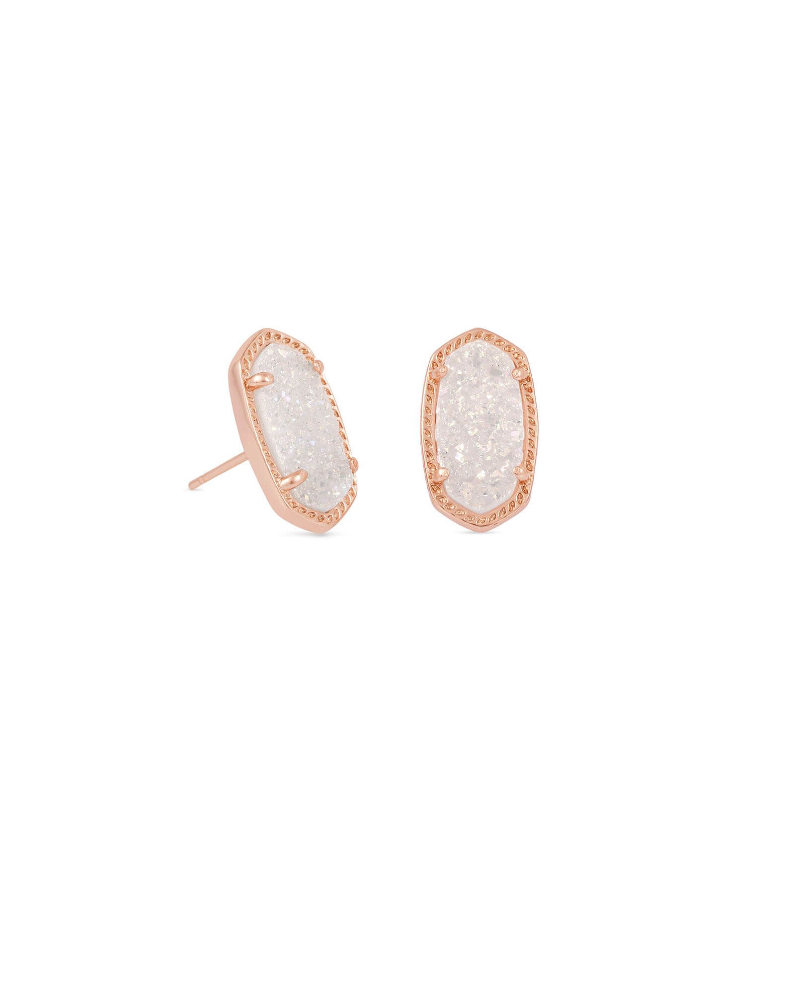 Ellie Rose Gold Stud Earrings in Iridescent Drusy | Kendra Scott