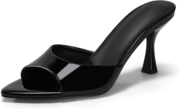Coutgo Womens Kitten Heel Sandals Heeled Mules Pointed Open Toe High Heels | Amazon (US)