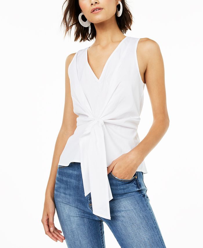 Bar III Tie-Front Top, Created for Macy's & Reviews - Tops - Women - Macy's | Macys (US)