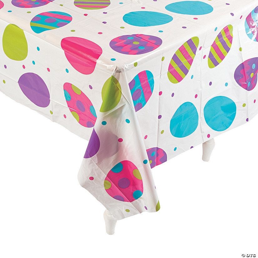 54" x 108" Egg Print Plastic Tablecloth | Oriental Trading Company