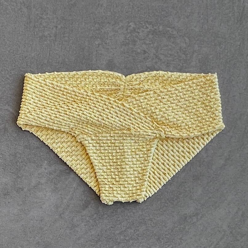 Yellow Sparkling Mermaid Weave Textured Melissa Bikini Bottom | MyBrazilianShop