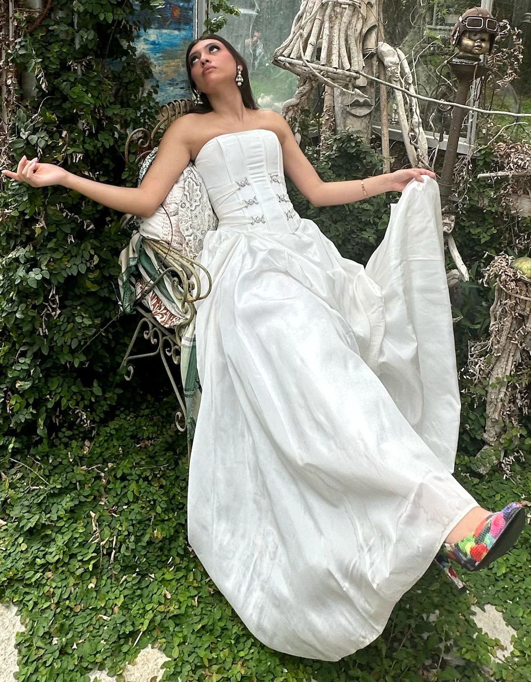 Jessica Mcclintock 90s Wedding Dress Sleeveless Corset Style Small Gothic Dress - Etsy | Etsy (US)