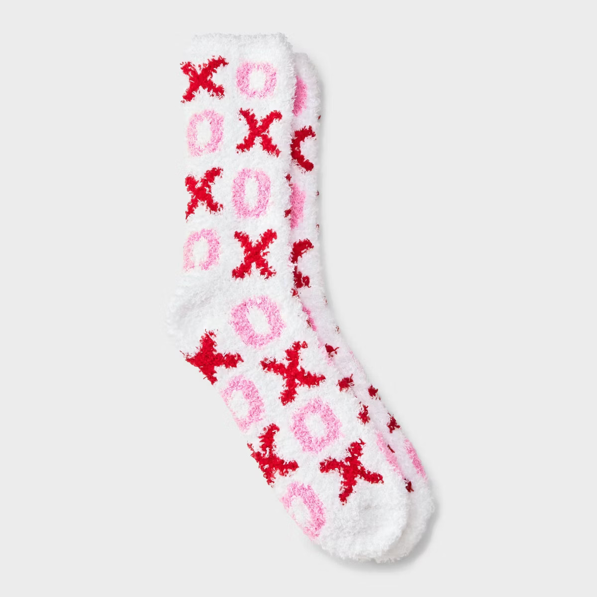 Women's XOXO Cozy Valentines Day Crew Socks - White/Pink 4-10 | Target