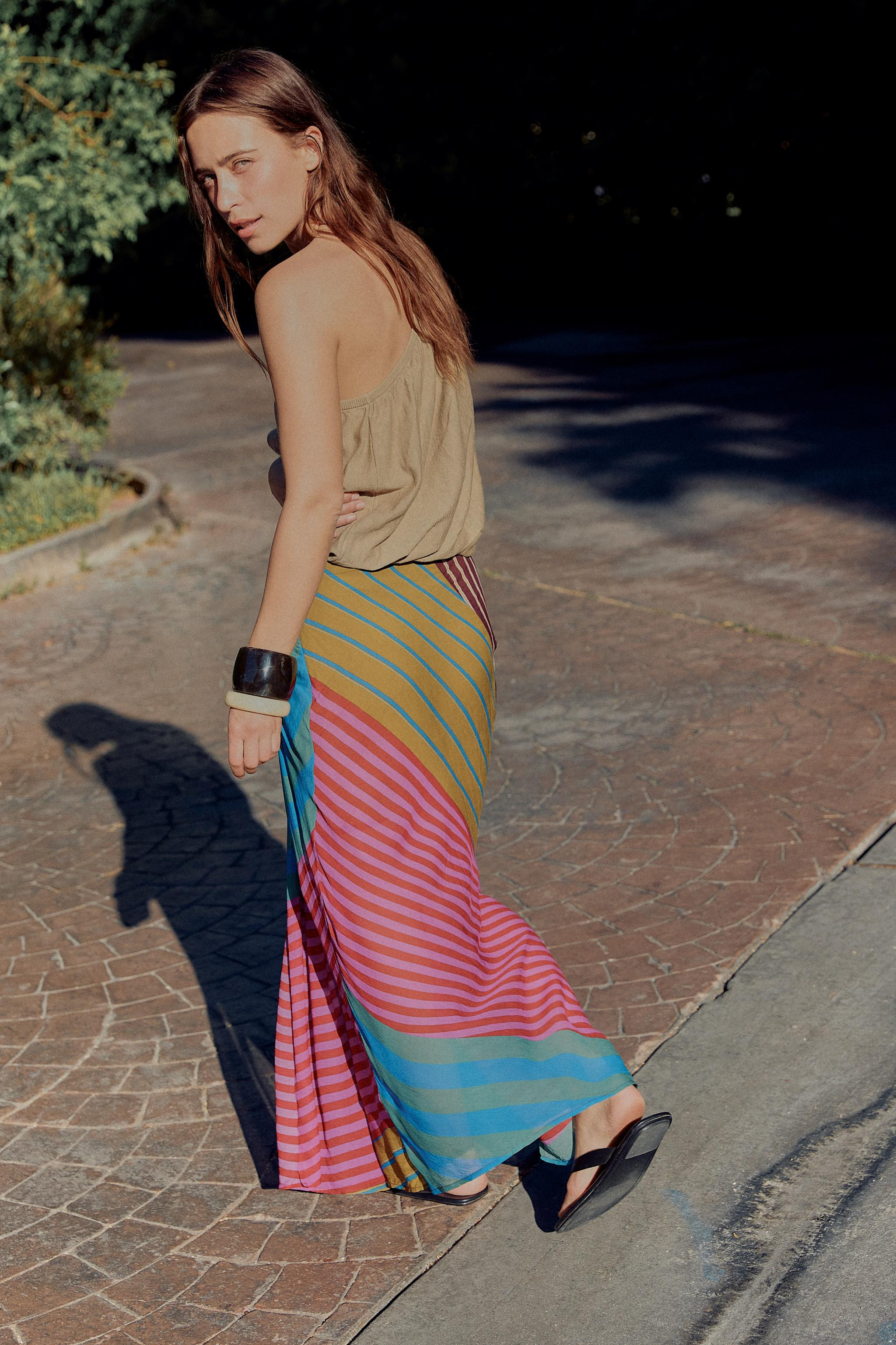 DRAPED STRIPED PAREO SKIRT | Zara US