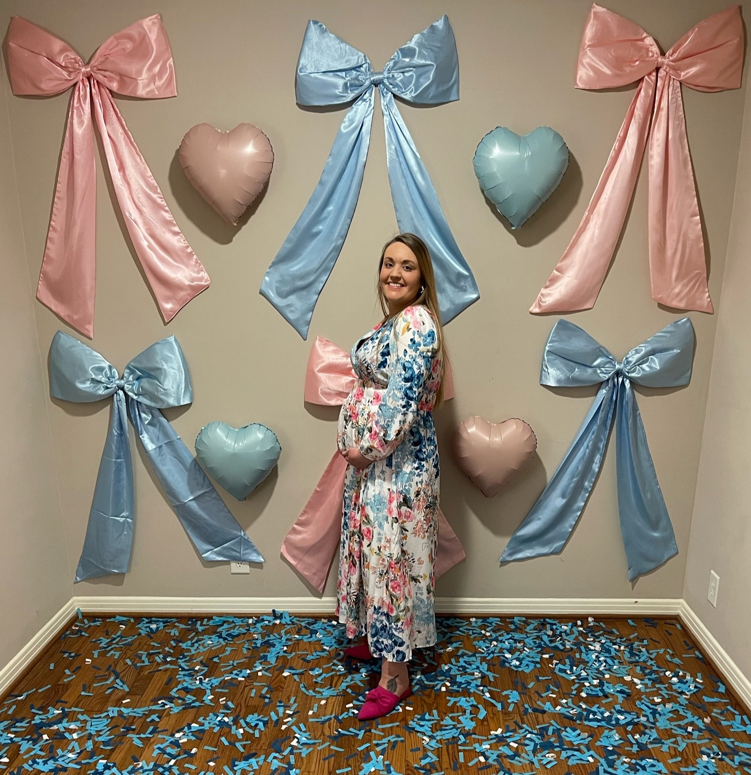 Gender reveal, baby shower dress, Amazon dress, Amazon style, Amazon outfit, Bump friendly, pink and blue dress, baby shower dress, spring style, spring dress, pink bow, blue bow, heart balloons, photo wall, bow wall, balloon wall

#LTKBump #LTKMidsize #LTKootd