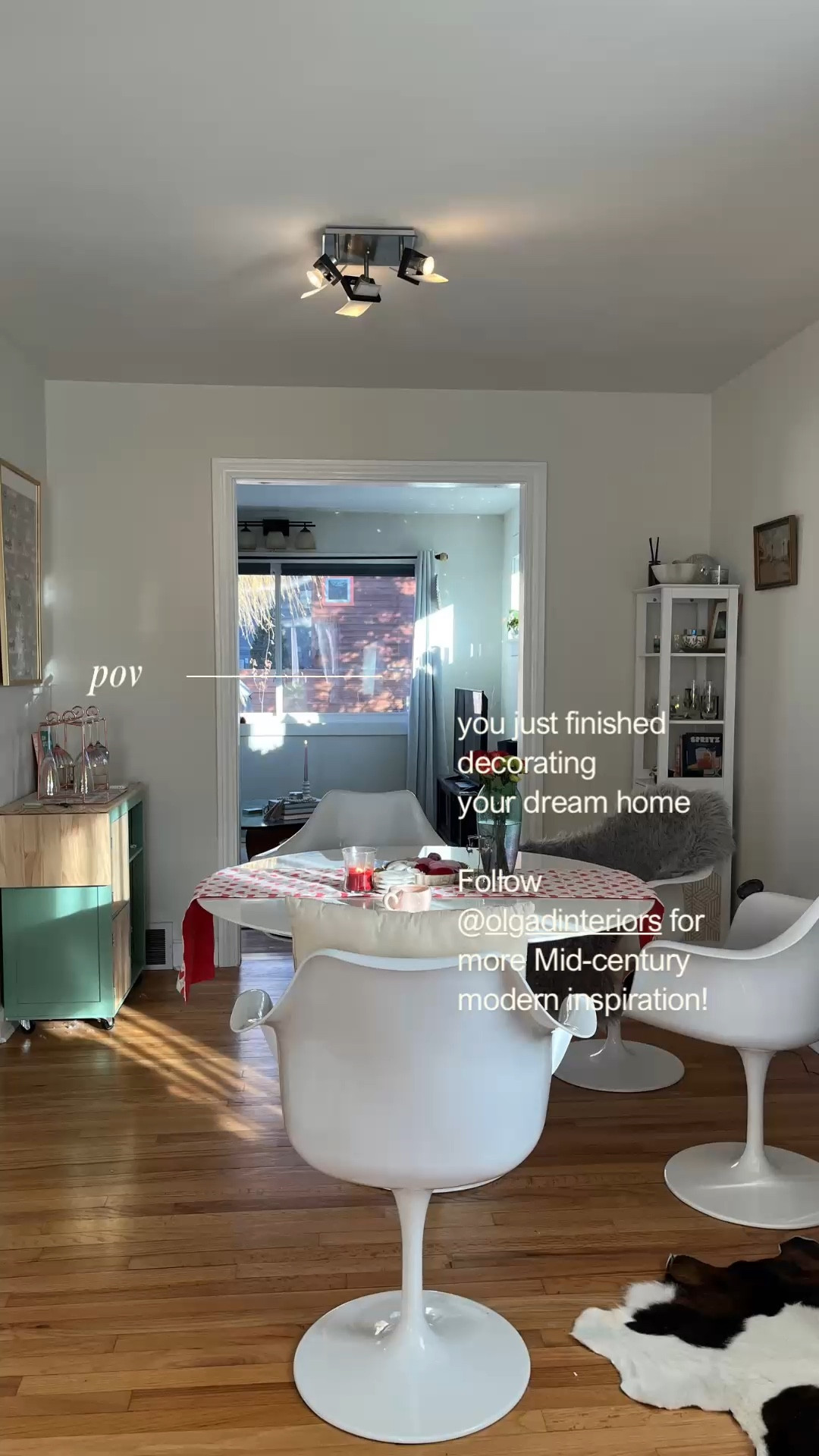 Mid-century Modern inspiration— Tulip dining table and chairs, Noguchi-style coffee table, green bar cart, Valentine’s decor, Componibile storage unit, bedroom decor, bookshelf. #homedecor #diningroom #livingroom 

#LTKSeasonal #LTKHome #LTKStyleTip