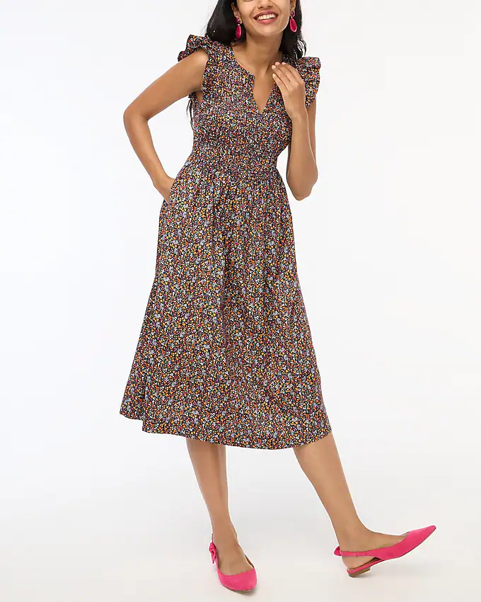 Flutter-sleeve midi dress | J.Crew Factory