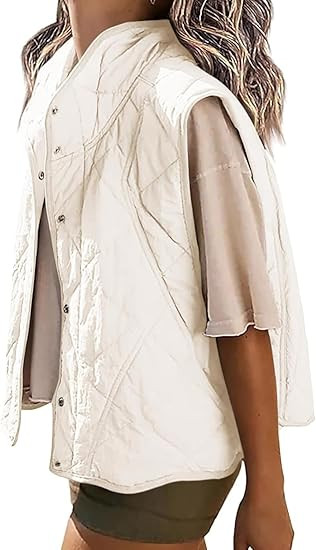 Veatzaer Womens Puffer Vest Cropped Quilted Stand Collar Lightweight Jacket Sleeveless Button Dow... | Amazon (US)