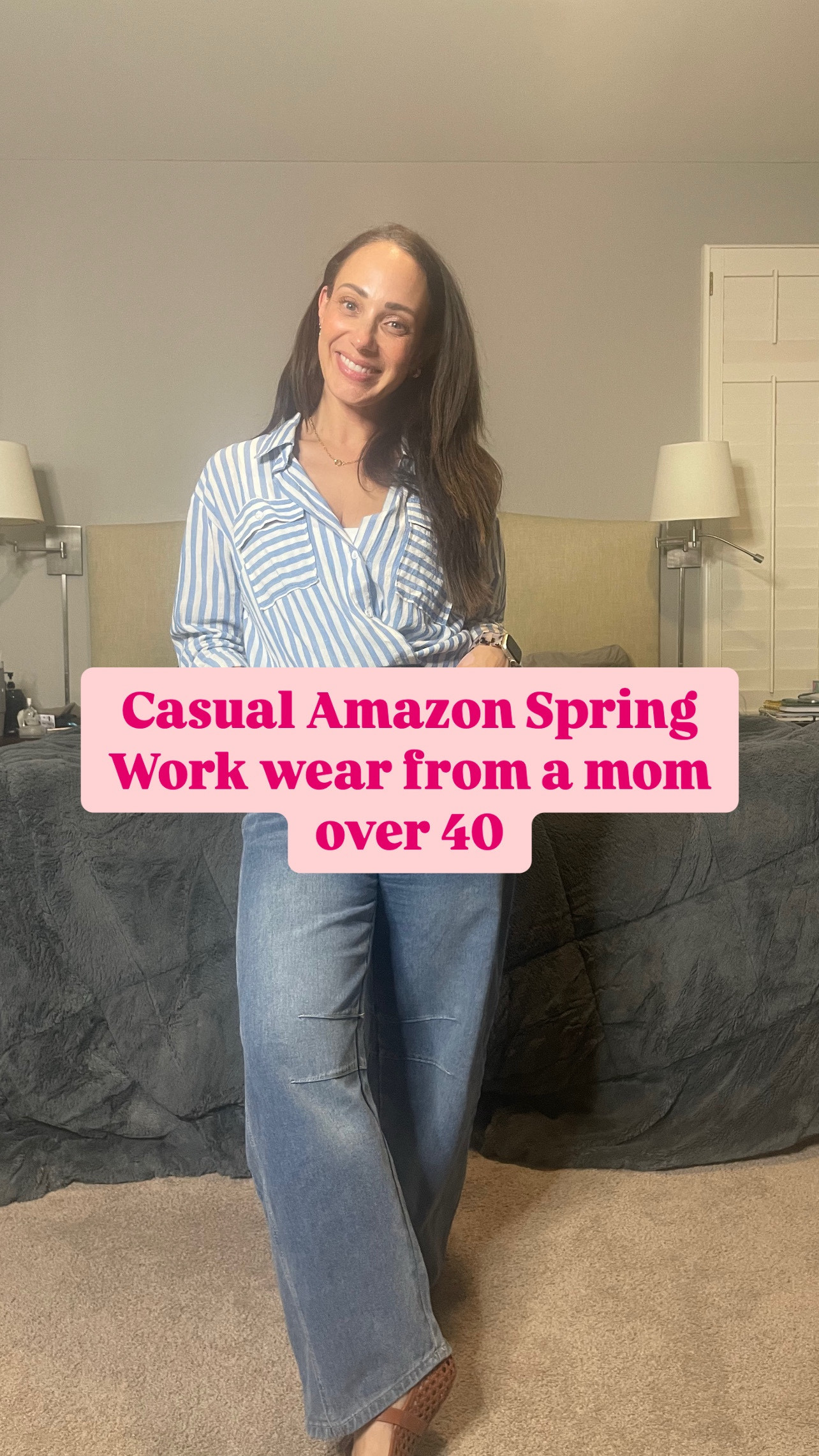 Amazon barrel jeans and button down for a cute casual work wear look, plus the mesh Mary Jane flats are comfy!

#LTKMidsize #LTKWorkwear #LTKOver40