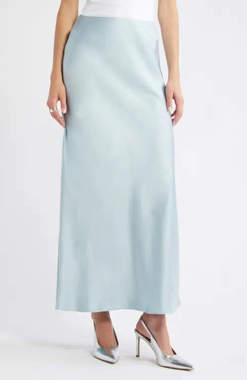 Open Edit Satin Maxi Skirt in Blue Cloud at Nordstrom, Size Xx-Small | Nordstrom