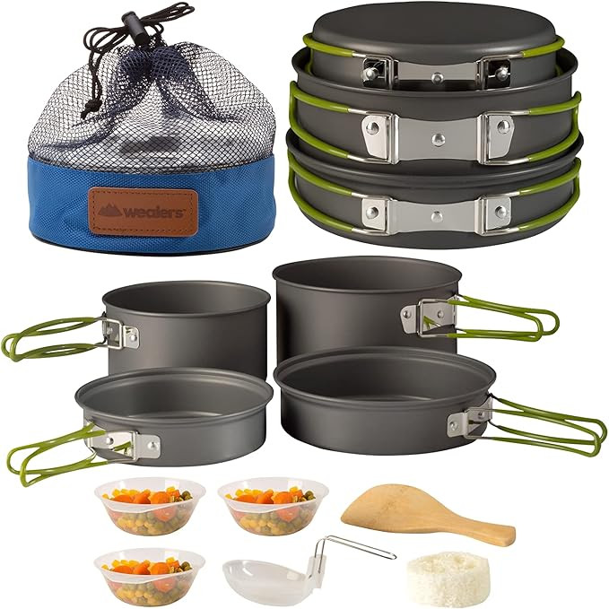 Wealers Camping Cookware 11 Piece Outdoor Mess Kit Backpacking| Trailblazing add on | Compact| Li... | Amazon (US)