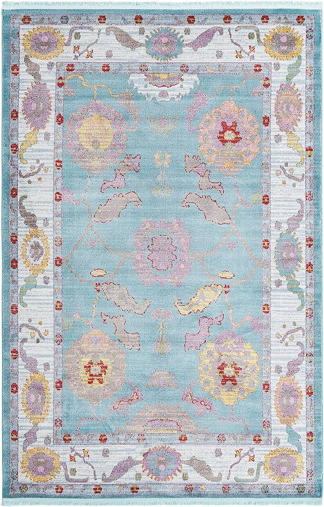Rugs.com Paragon Collection Rug – 6' x 9' Aqua Medium-Pile Rug Perfect for Bedrooms, Dining Roo... | Amazon (US)