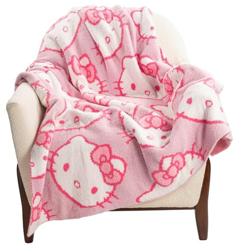 Jay Franco Hello Kitty Feather Knit Fluffy Throw Blanket - Pink Fuzzy Blanket Measures 50 x 60 Inch - Super Soft Lightweight Bedding | Amazon (US)