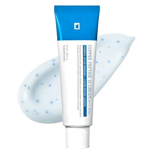 TOSOWOONG Copper Peptide 12 Cream, 99% Purity of Copper Tripeptide-1, GHK-Cu, 12 Multi-Peptide Powerful Anti Aging Formula for Fine Lines, Firming, Skin Elasticity, Korean Skincare, 50ml / 1.69 fl.oz. | Amazon (US)