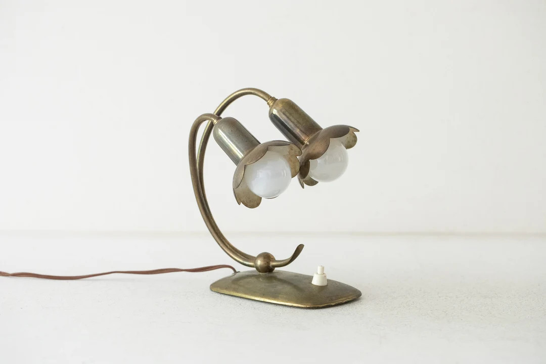 floral table lamp made of brass, Germany 1950s | Etsy (US)
