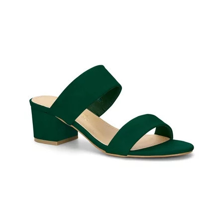 DARING DIVA Stylish Women s Block Heel Dual Straps Slide Sandals 7.5 Green | Walmart (US)
