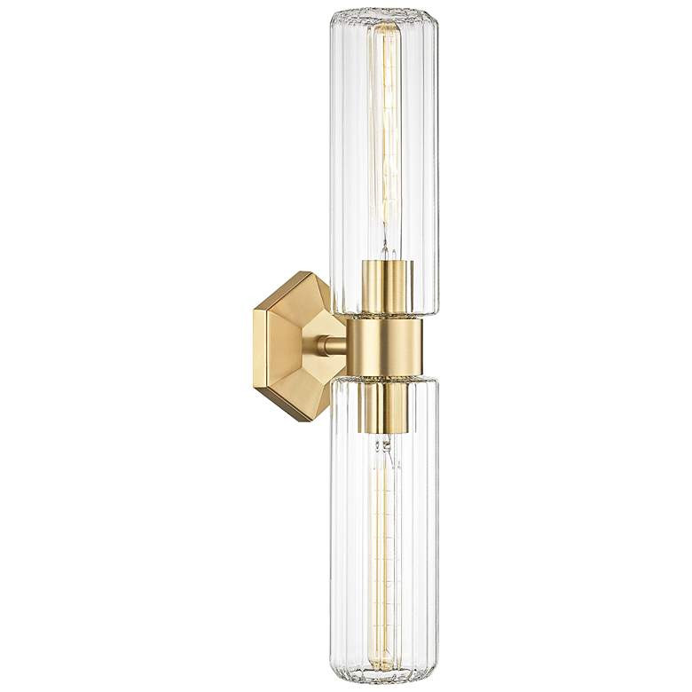 Roebling 23 3/4" High Aged Brass 2-Light Wall Sconce | Lamps Plus