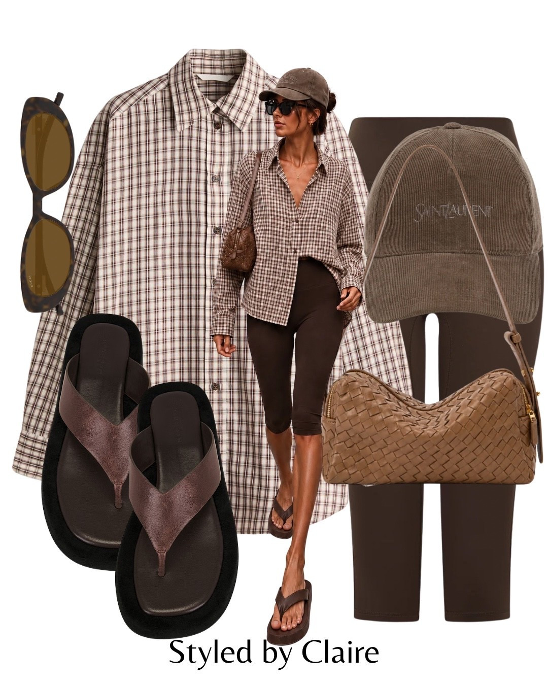 CHECK SHIRT & CAPRI LEGGINGS🍂
Tags: H&M brown oversized cap Saint Laurent flat thing sandals Elleme woven bag caramel sunglasses cool girl inspo outfit ideas autumn transitional style capsule wardrobe elevated basics

#LTKstyletip #LTKautumn #LTKbag