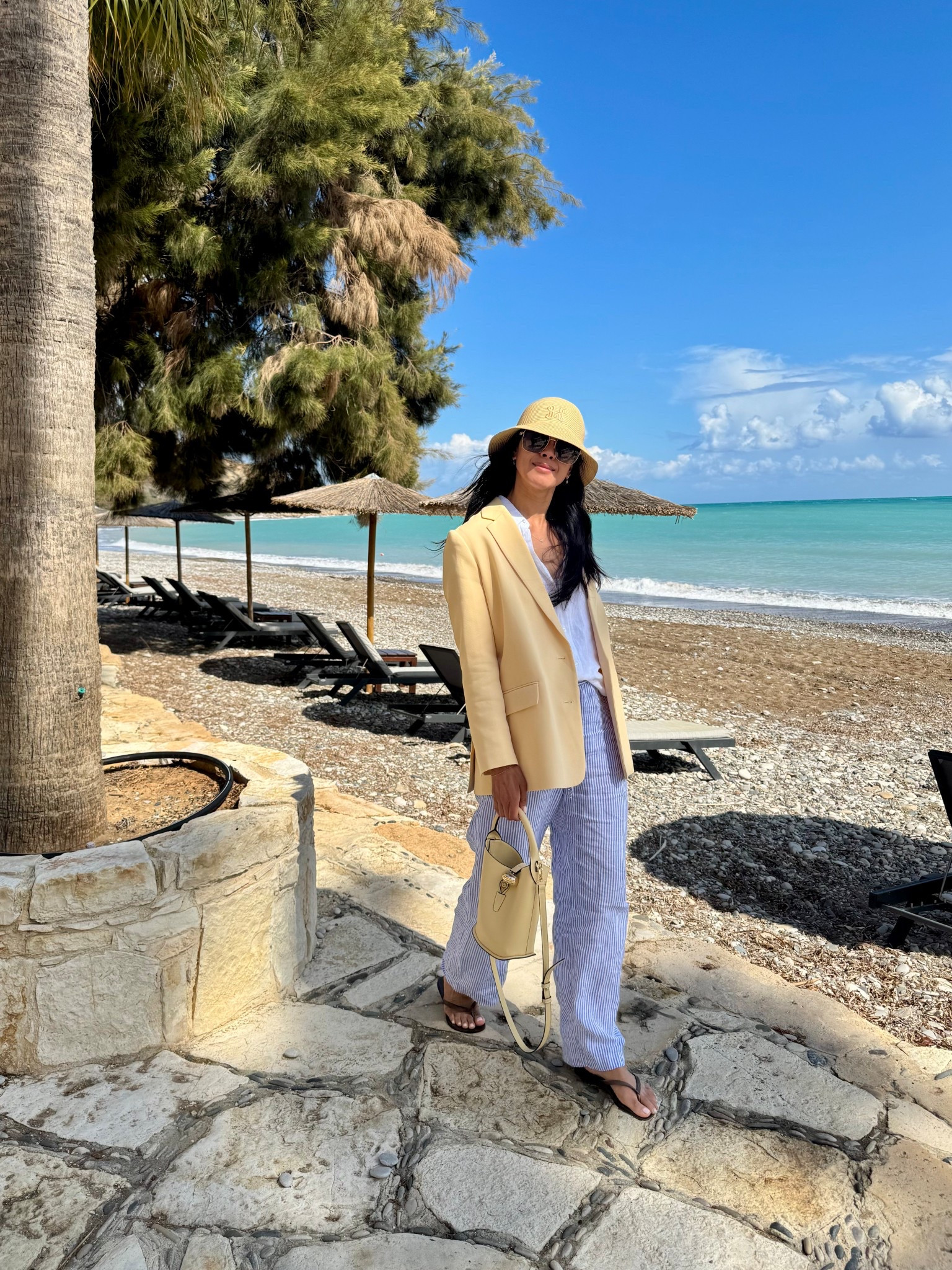 Maje blazer 
HM hat
Arket trousers 
HM bag 

#LTKeurope #LTKuk #LTKsummer