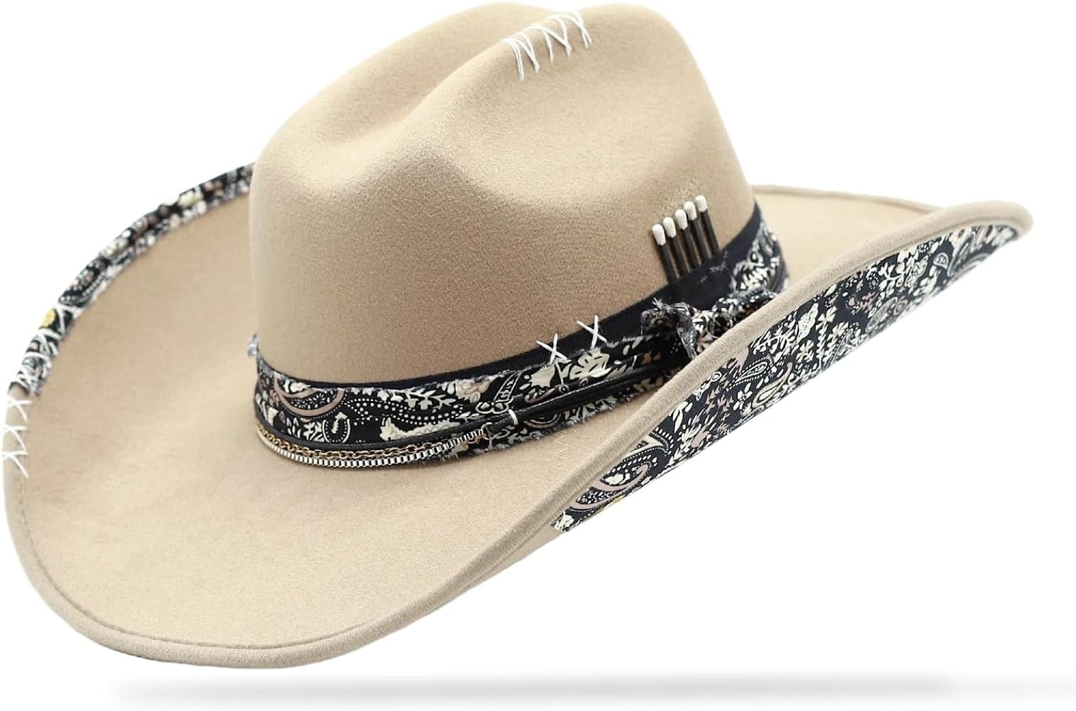 Western Cowboy Hat for Men & Women, Fedora Style Lightweight Felt Cowgirl Hat with Handmade Wide ... | Amazon (US)