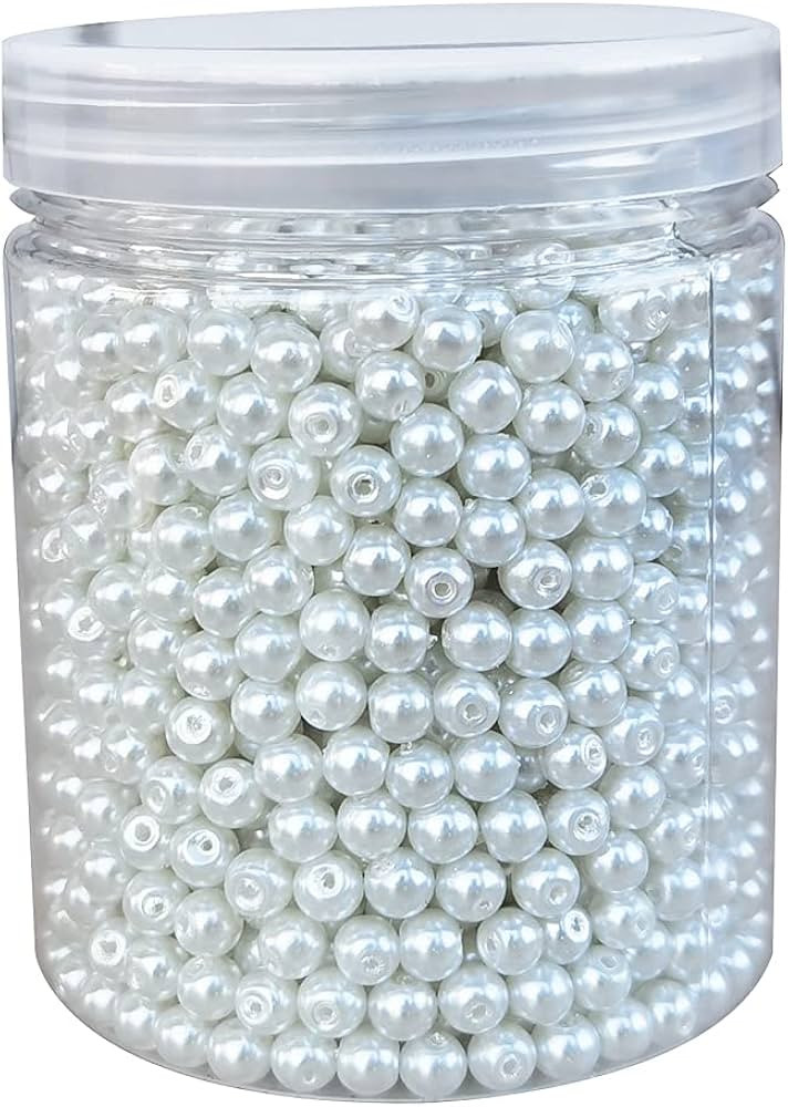 INSPIRELLE About 1600pcs 5mm White Glass Pearl Round Loose Spacer Beads for DIY Craft Necklaces B... | Amazon (US)