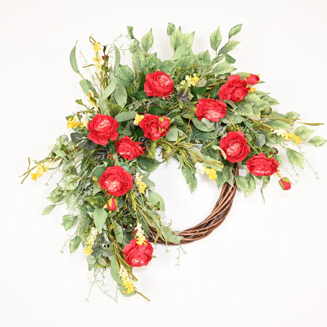 Handmade Rose Wreath, Farmhouse Floral Decor, 24 Inch - Etsy | Etsy (US)