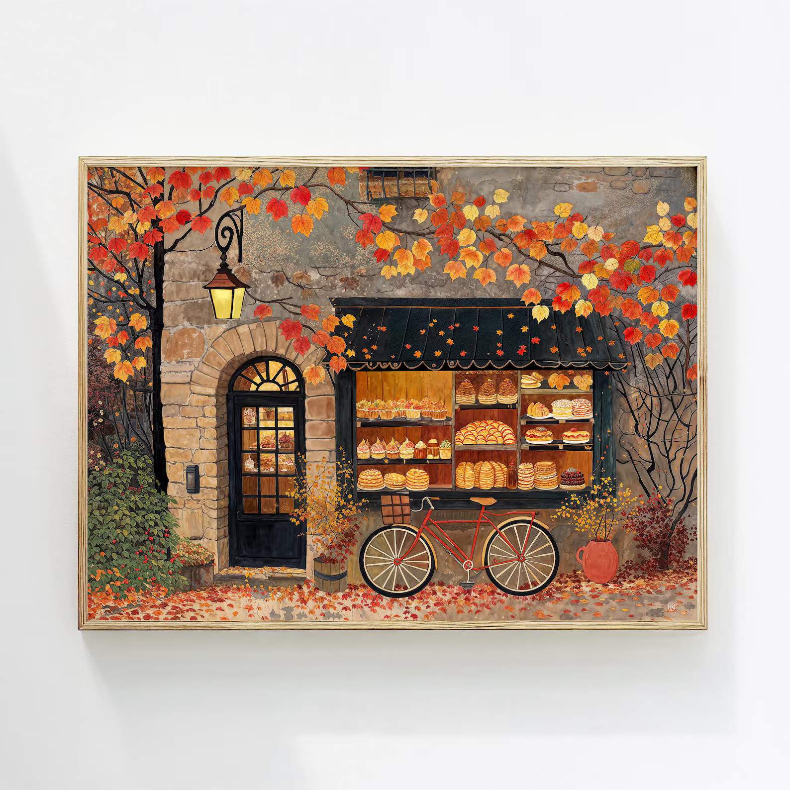 Autumn Boulangerie Art Print, French Bakery Fall Wall Decor, Horizontal Cafe Illustration, Rustic... | Etsy (US)