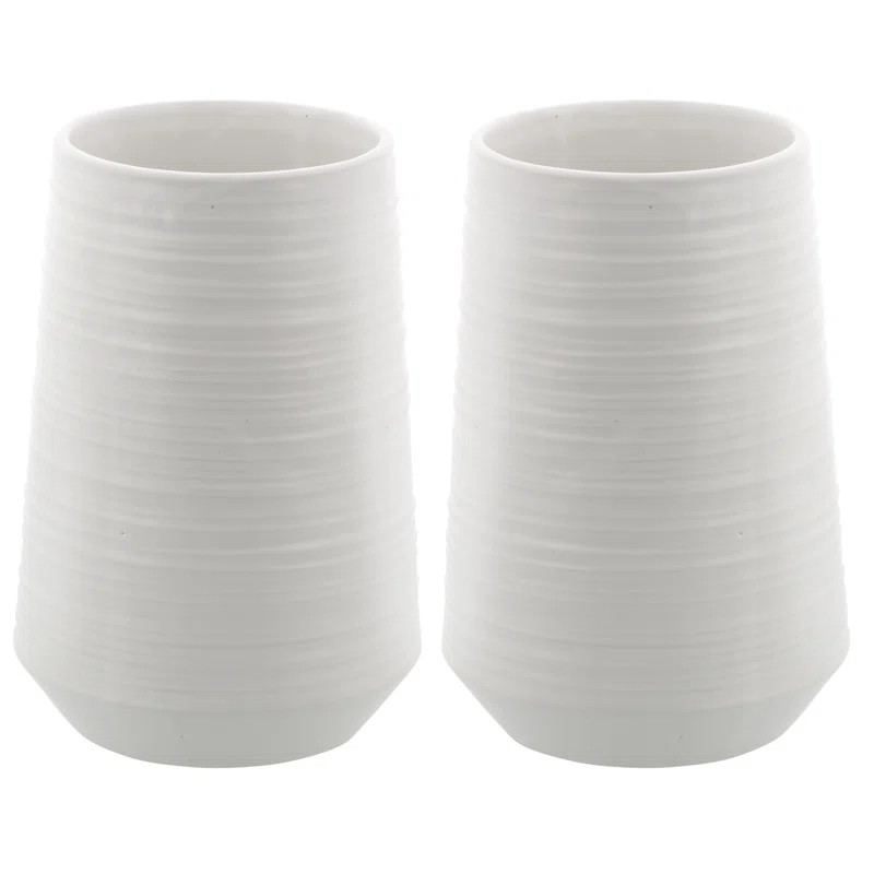 2 Piece White Porcelain Table Vase Set (Set of 2) | Wayfair North America