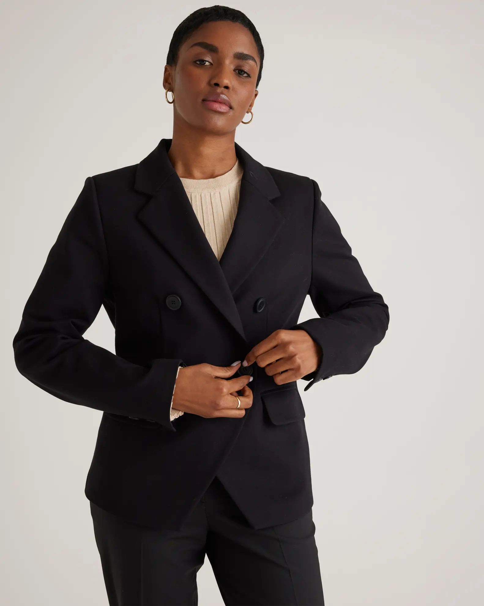 Ultra-Stretch Ponte Double Breasted Blazer | Quince