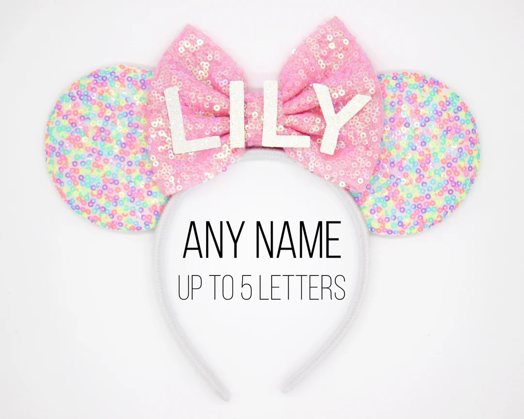 Custom Name Mouse Ears Headband Any Name up to 5 Letters Mouse Headband With Bow Choose Color and... | Etsy (US)