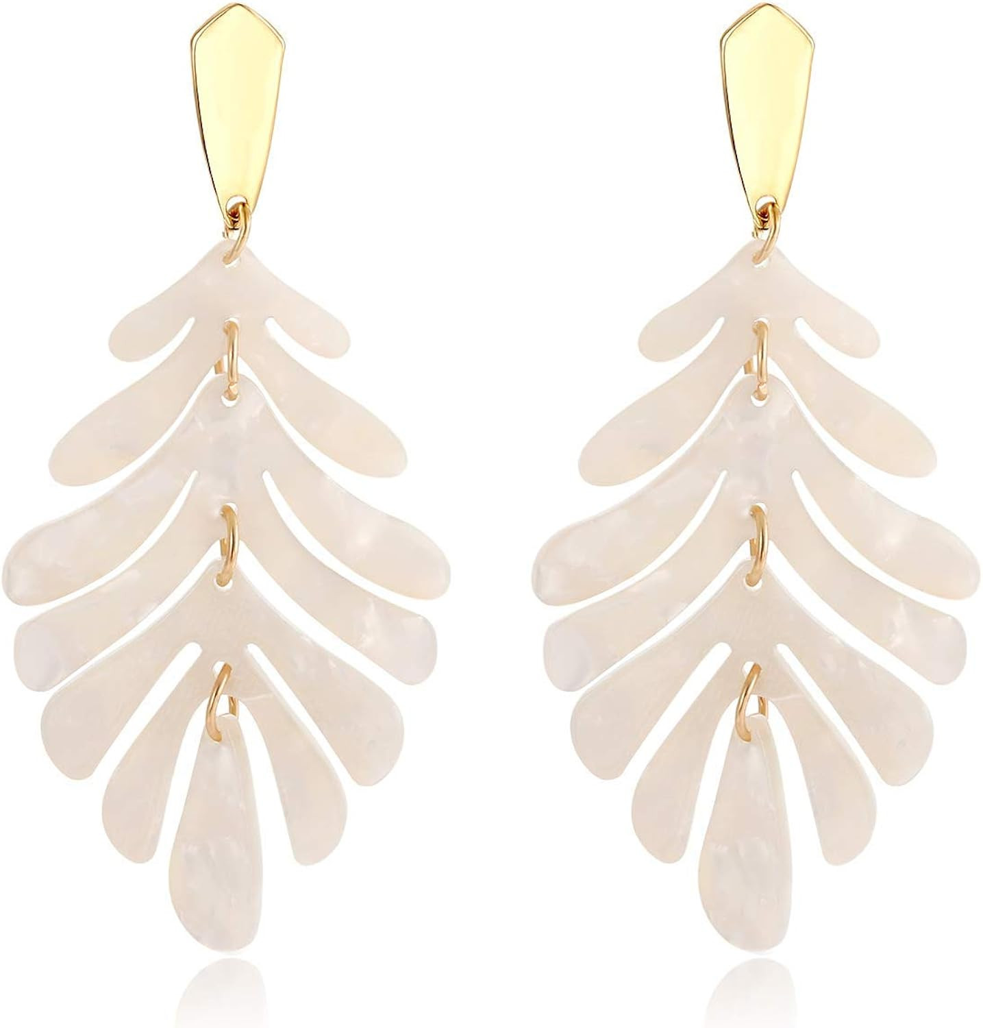 Acrylic Earring for Women - Statement Leaf Drop Dangle Earrings Resin Tortoise Leopard Earrings Bohe | Amazon (US)