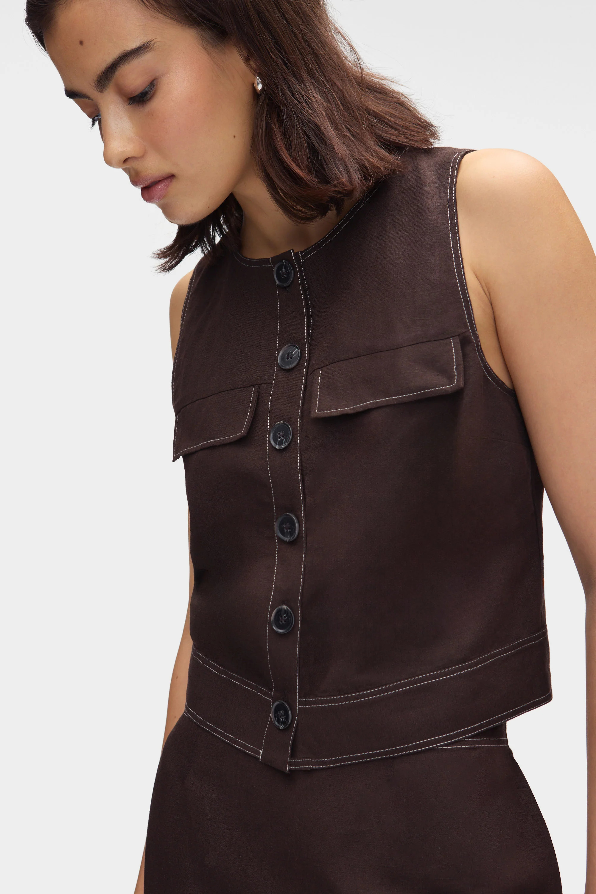 ALIGNE Button Up Linen Top - Brown | Summer | ALIGNE USA