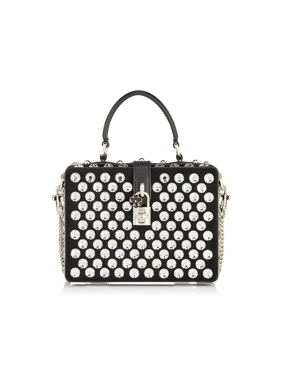 Women's Strass-Embellished Leather Box Bag - Nero Crystal | Saks Fifth Avenue