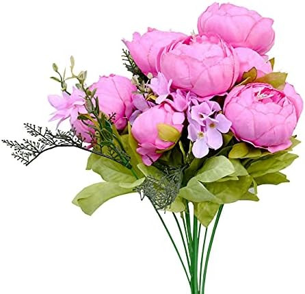 Mandy's Artificial Silk Hot Pink Peony Flowers 1 Bouquet for Home Wedding Decoration | Amazon (US)