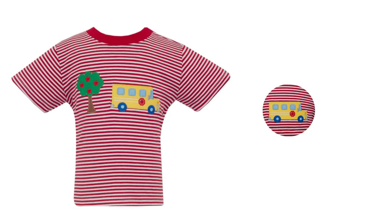 Claire & Charlie SCHOOL BUS BOY's - Red knit stripe boy's T-shirt | Persnickety