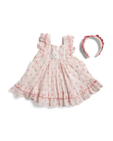 Infant Girls Flutter Sleeve Heart Dress With Headband | TJ Maxx