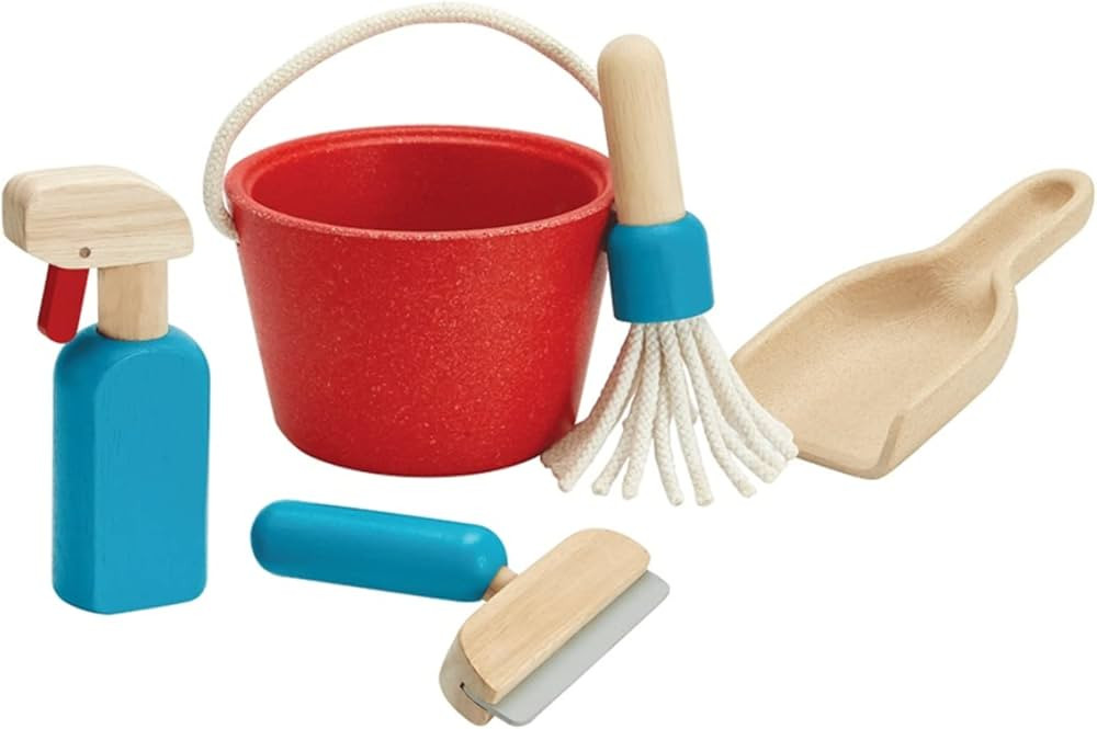PlanToys Pretend Play House Cleaning Set (3498) | Sustainably Made from Rubberwood and Non-Toxic ... | Amazon (US)