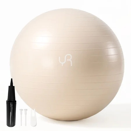 YR 55CM Exercise Ball, Anti-Burst and Slip Resistant Yoga Ball for Gym Fitness and Physical Therapy, White | Walmart (US)