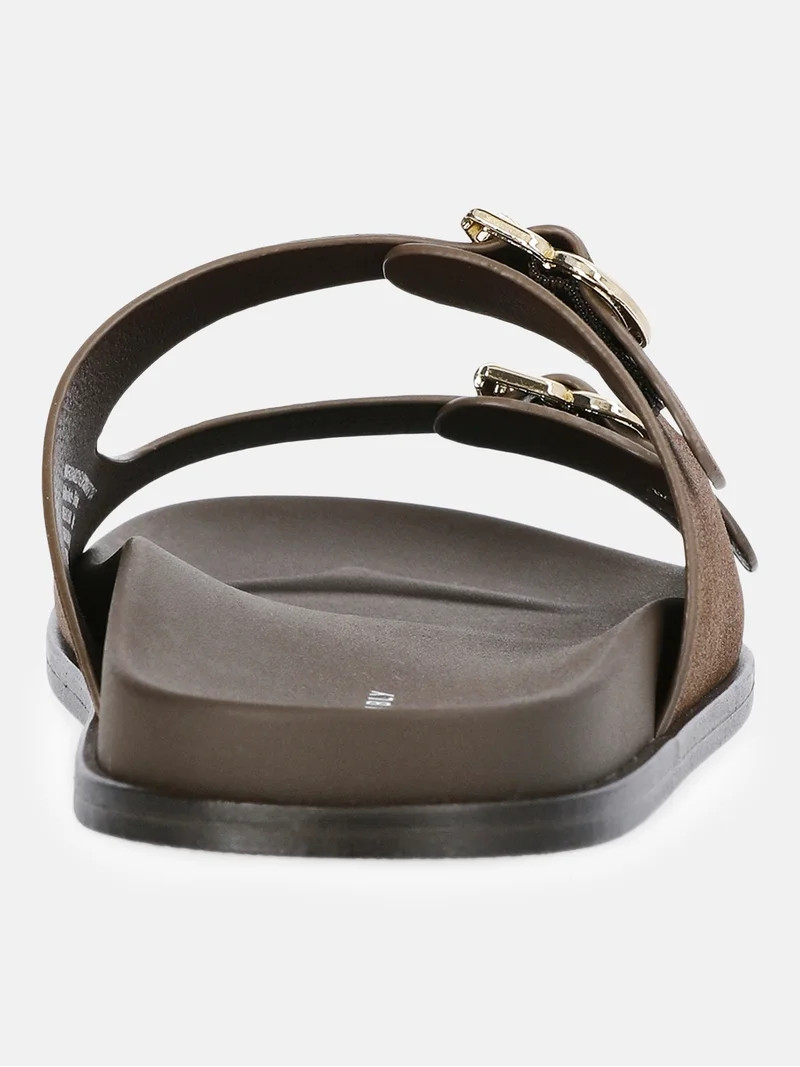 Free Assembly Women's Double Strap Footbed Slide Sandals | Walmart (US)