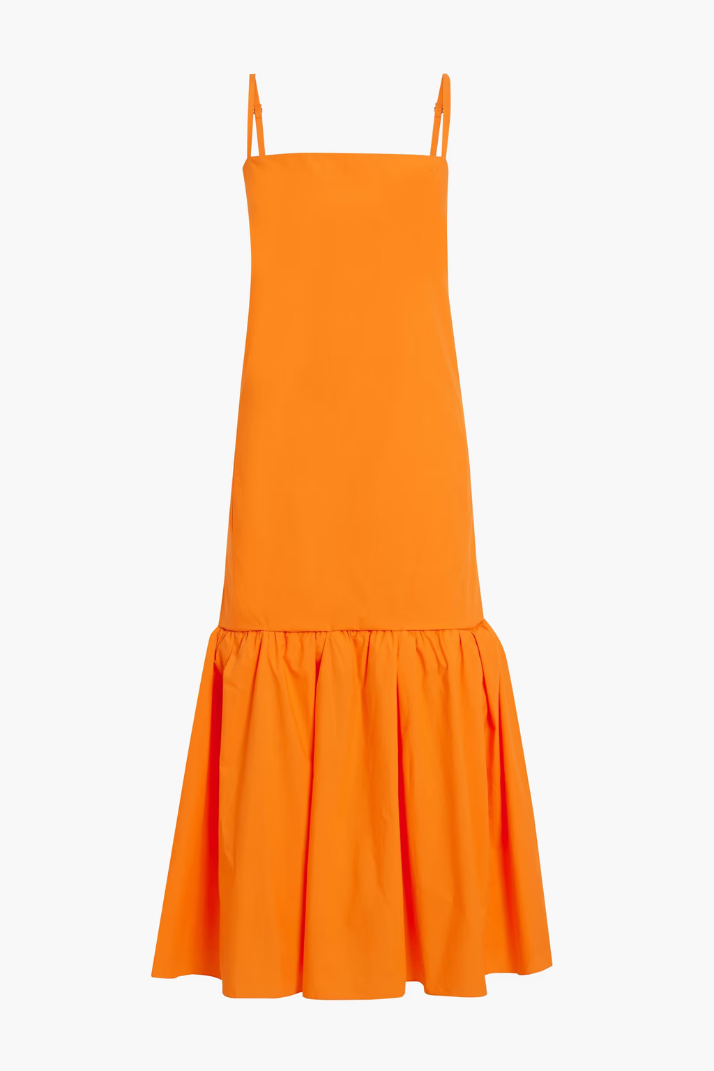 Flounce gathered cotton-poplin midi dress | The Outnet (APAC)