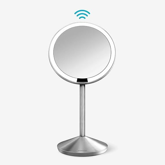 simplehuman 5" Round Rechargeable Mini Travel Sensor Makeup Mirror, 10x Magnification, Brushed St... | Amazon (US)