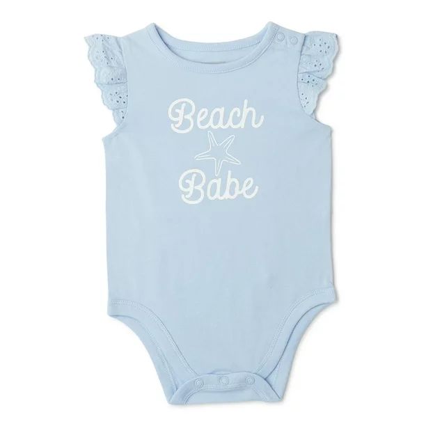 Garanimals Baby Girls' Eyelet Sleeve Graphic Bodysuit, Sizes 0-24 Months | Walmart (US)