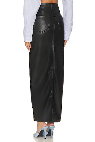 MOTHER X Revolve The Mid Rise Faux Leather Column Skirt in Wax On, Wax Off Black from Revolve.com | Revolve Clothing (Global)